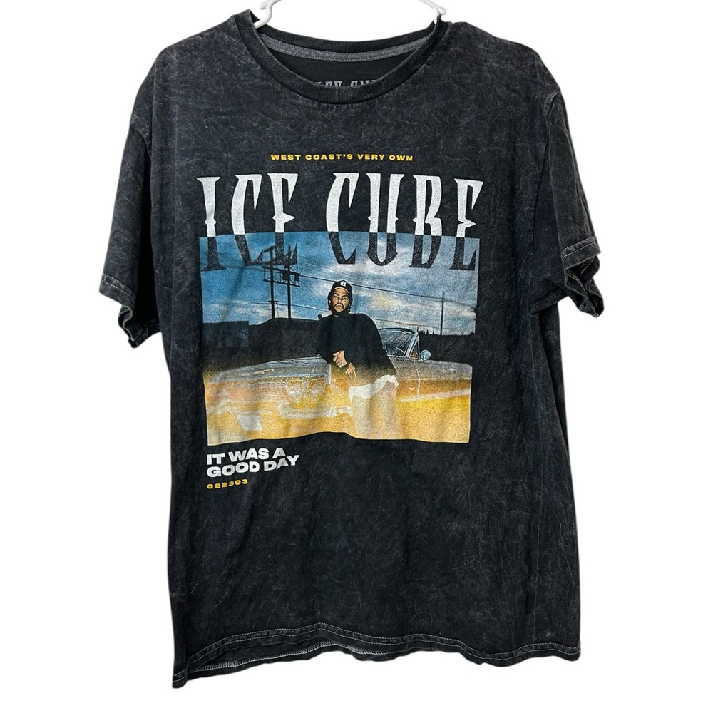 ICE CUBE CAR Black Distressed Crew Neck Short Sleeve Licensed‎ T-Shirt Sz Large